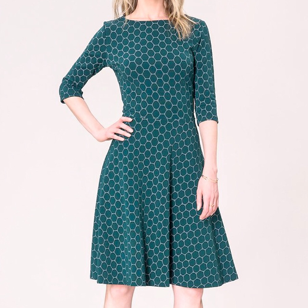 Leota Circle Fit and Flare Dress, Dark Teal